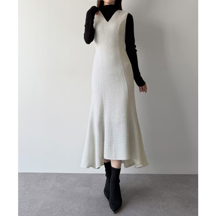 ホワイト | mipiarl  ツイードレースアップマーメイドジャンスカ | JUNOAH