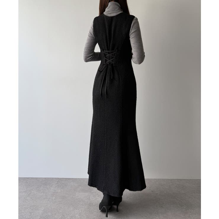 mipiarl  ツイードレースアップマーメイドジャンスカ | JUNOAH | 詳細画像4 