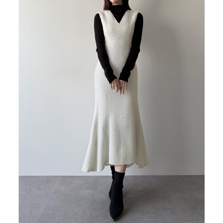 mipiarl  ツイードレースアップマーメイドジャンスカ | JUNOAH | 詳細画像8 