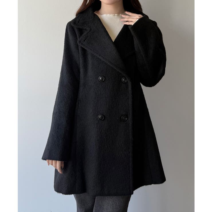 mipiarl  2wayカラーシャギーミドルコート | JUNOAH | 詳細画像1 