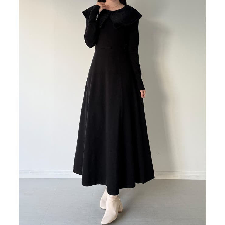 mipiarl  クラシカルカラーフレアニットワンピース | JUNOAH | 詳細画像11 