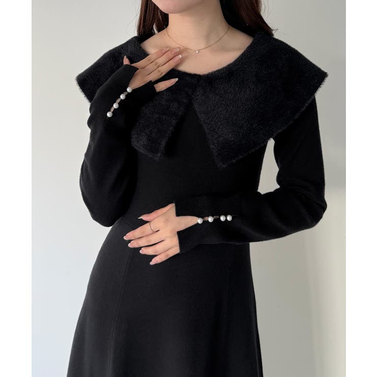 mipiarl  クラシカルカラーフレアニットワンピース | JUNOAH | 詳細画像12 