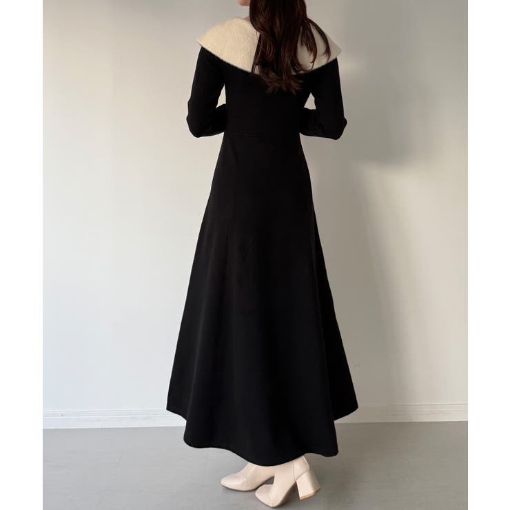 mipiarl  クラシカルカラーフレアニットワンピース | JUNOAH | 詳細画像6 