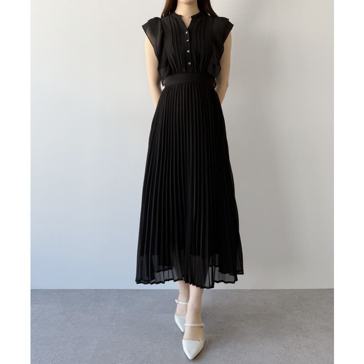 mipiarl  ラッフルピンタックプリーツワンピース | JUNOAH | 詳細画像7 