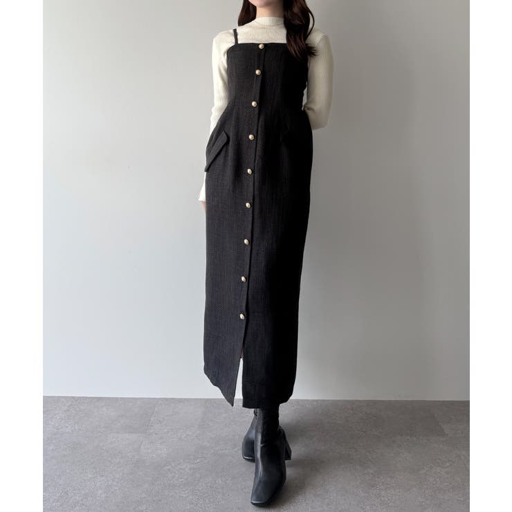 mipiarl 薄手ツイードタイトキャミワンピース[品番：AMTW0012718