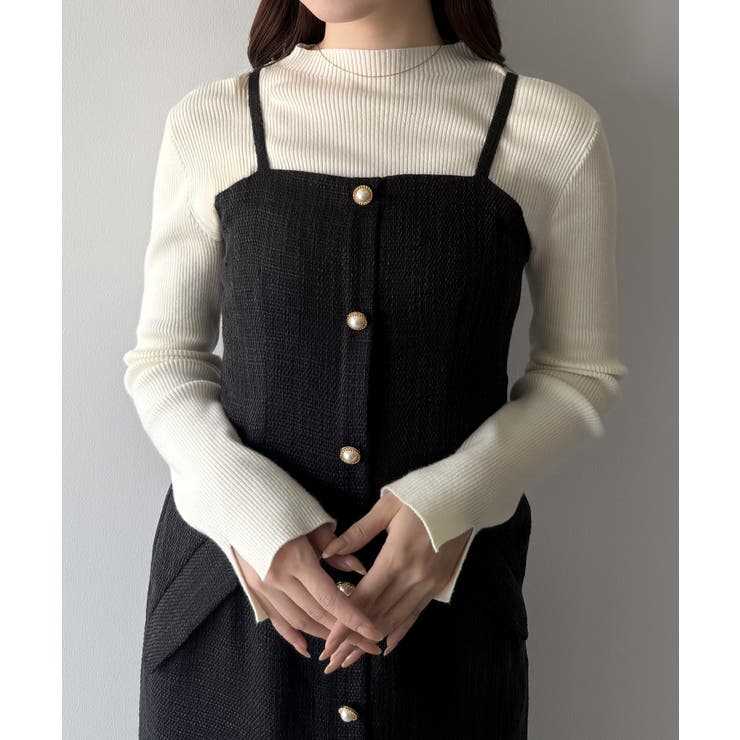 mipiarl  薄手ツイードタイトキャミワンピース | JUNOAH | 詳細画像4 