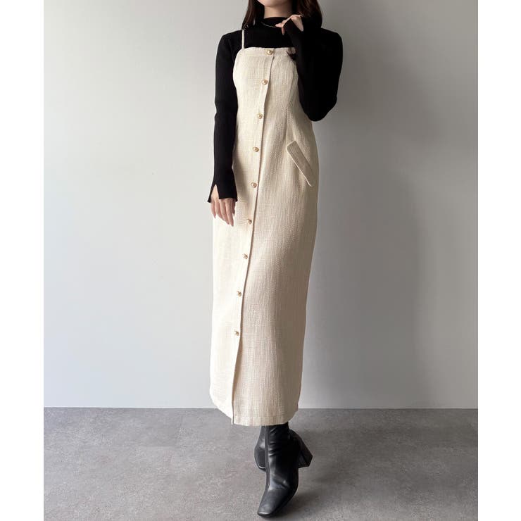 mipiarl  薄手ツイードタイトキャミワンピース | JUNOAH | 詳細画像5 