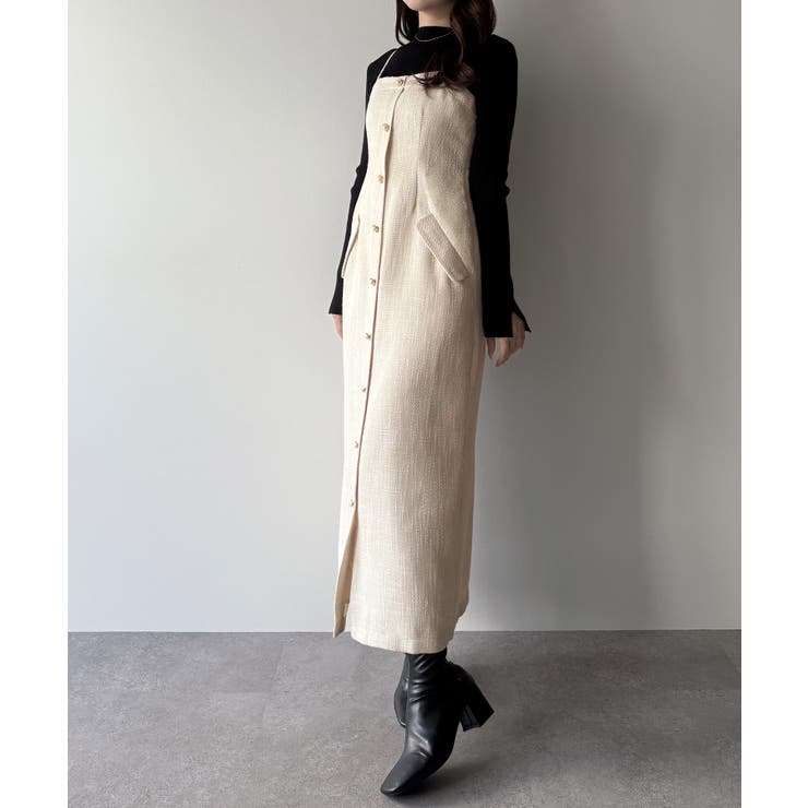 mipiarl  薄手ツイードタイトキャミワンピース | JUNOAH | 詳細画像6 