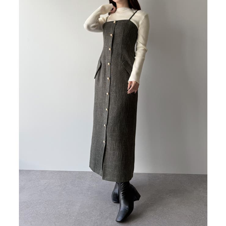 mipiarl  薄手ツイードタイトキャミワンピース | JUNOAH | 詳細画像9 