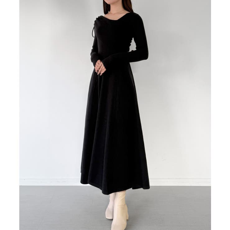 mipiarl  2wayネックドレープフレアニットワンピース | JUNOAH | 詳細画像11 