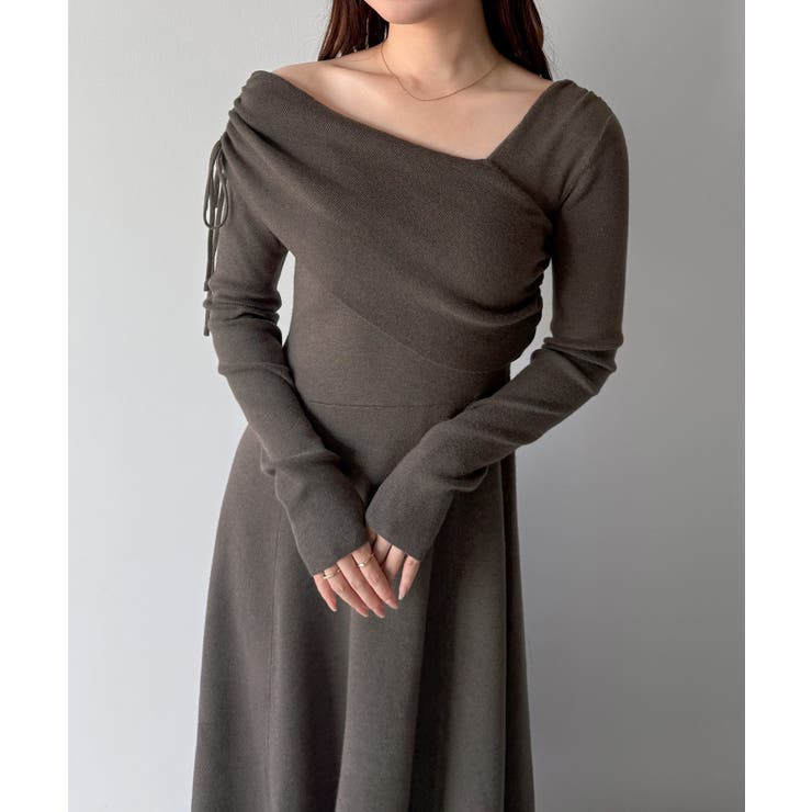 mipiarl  2wayネックドレープフレアニットワンピース | JUNOAH | 詳細画像12 