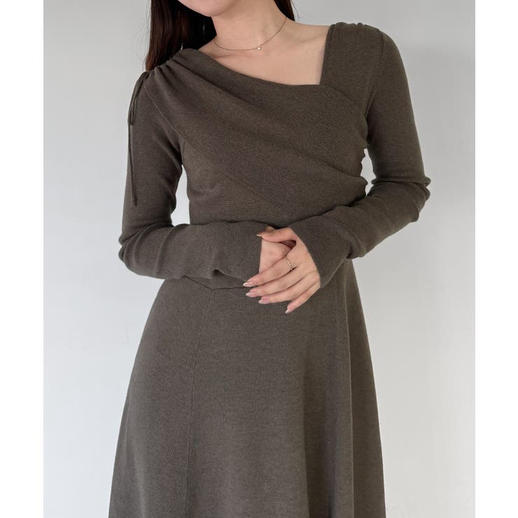 mipiarl  2wayネックドレープフレアニットワンピース | JUNOAH | 詳細画像13 