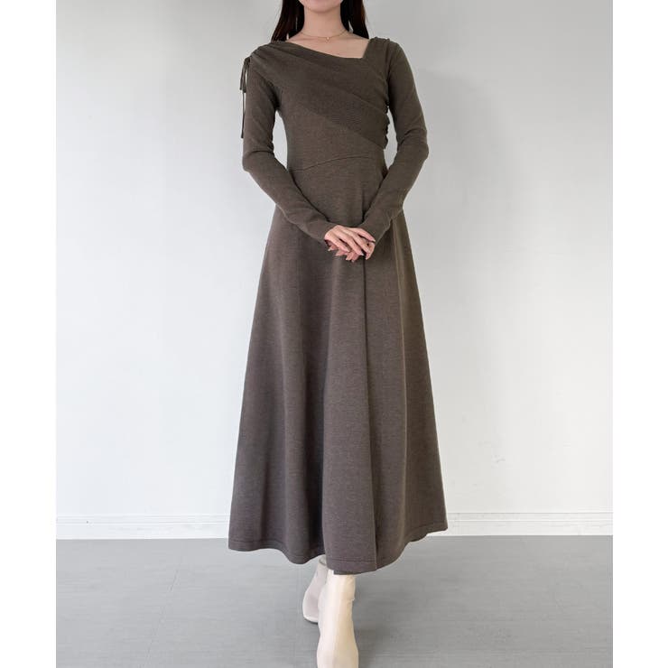 mipiarl  2wayネックドレープフレアニットワンピース | JUNOAH | 詳細画像15 