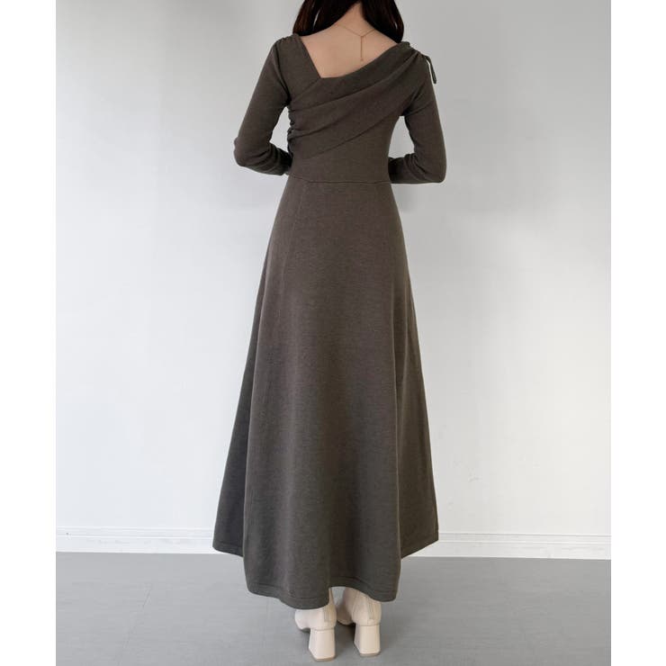 mipiarl  2wayネックドレープフレアニットワンピース | JUNOAH | 詳細画像18 