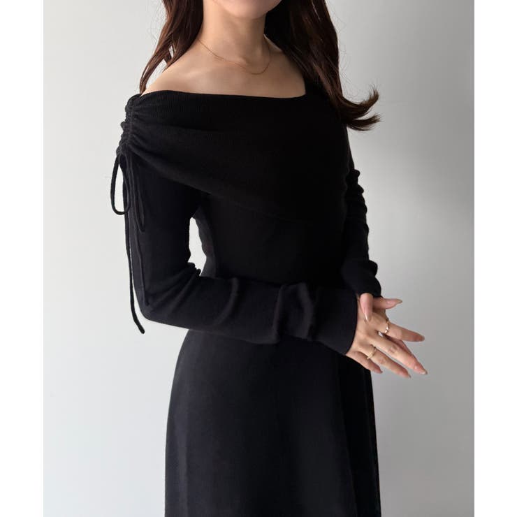 mipiarl  2wayネックドレープフレアニットワンピース | JUNOAH | 詳細画像8 