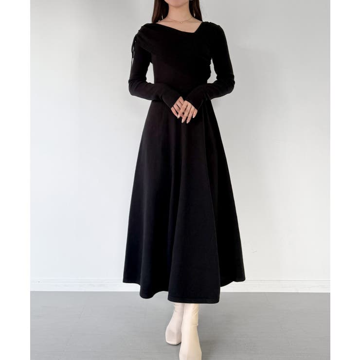 mipiarl  2wayネックドレープフレアニットワンピース | JUNOAH | 詳細画像9 