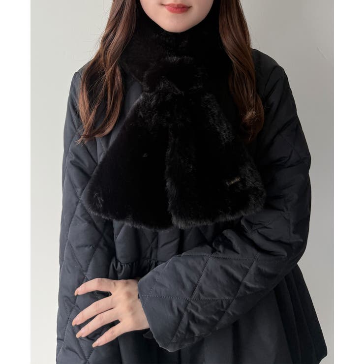 ブラック | mipiarl  2WAYフェイクファーマフラー  | JUNOAH