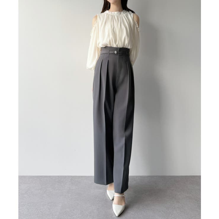 mipiarl  ハイウエストタックスラックス | JUNOAH | 詳細画像10 