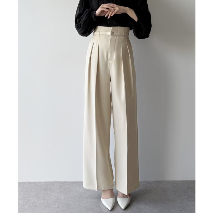 アイボリー | mipiarl  ハイウエストタックスラックス | JUNOAH