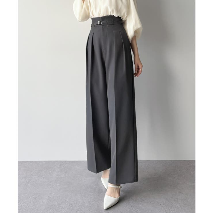 チャコール | mipiarl  ハイウエストタックスラックス | JUNOAH