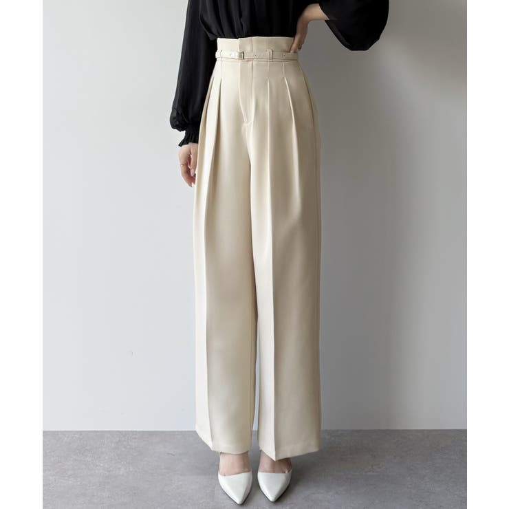 mipiarl  ハイウエストタックスラックス | JUNOAH | 詳細画像4 