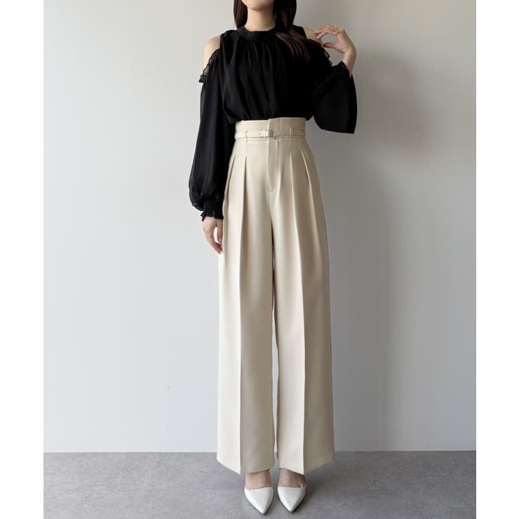 mipiarl  ハイウエストタックスラックス | JUNOAH | 詳細画像6 