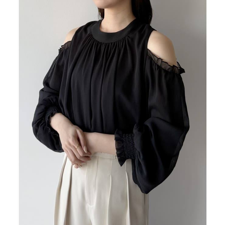 mipiarl  オフショルシアーギャザーブラウス | JUNOAH | 詳細画像5 