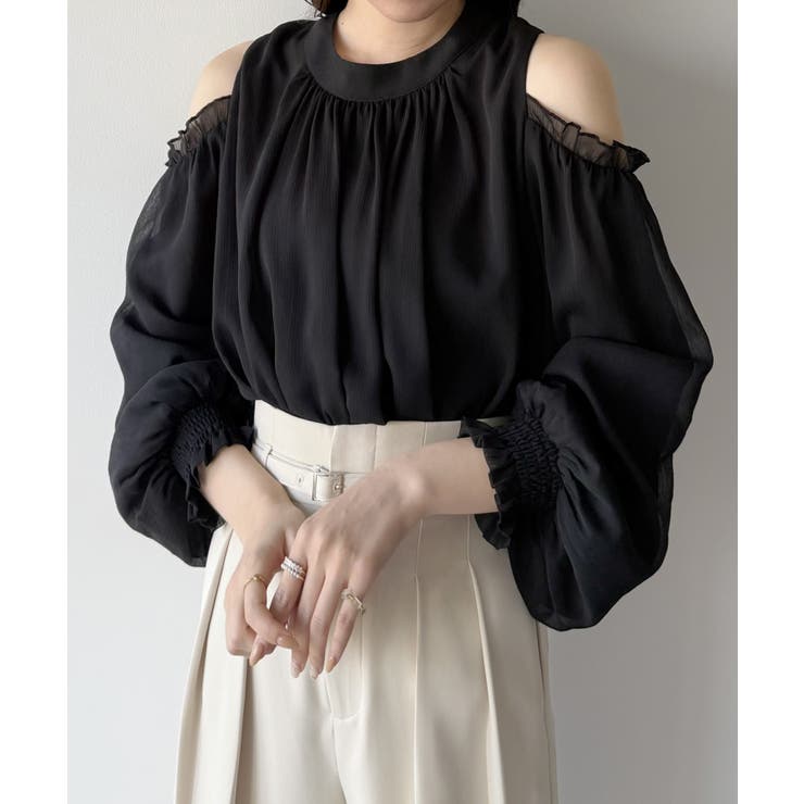 mipiarl  オフショルシアーギャザーブラウス | JUNOAH | 詳細画像6 