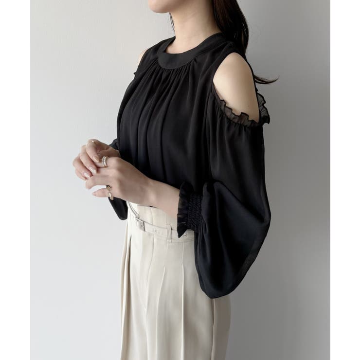 mipiarl  オフショルシアーギャザーブラウス | JUNOAH | 詳細画像7 