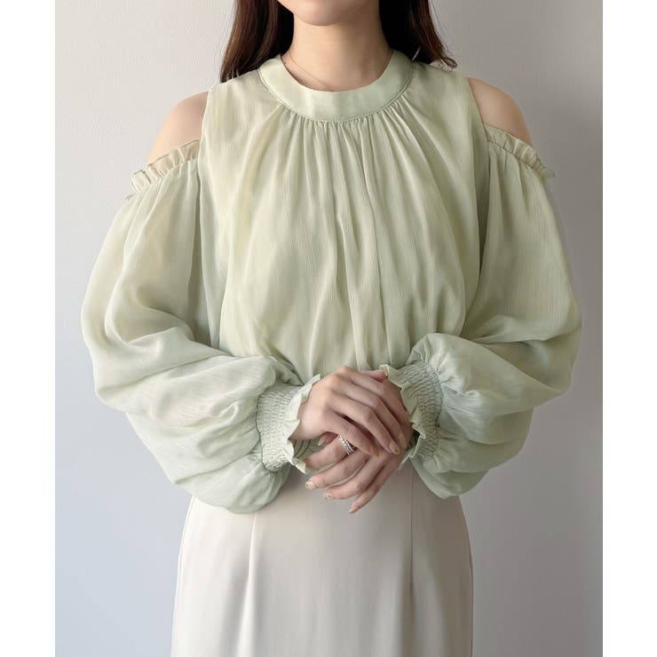 mipiarl  オフショルシアーギャザーブラウス | JUNOAH | 詳細画像8 