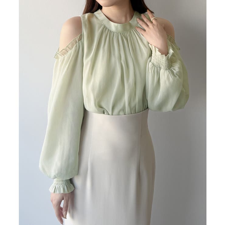 mipiarl  オフショルシアーギャザーブラウス | JUNOAH | 詳細画像9 