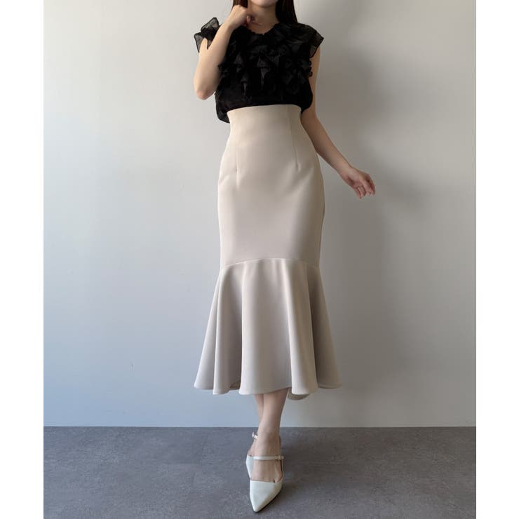 グレージュ | mipiarl  ハイウエストフィットマーメイドスカート | JUNOAH