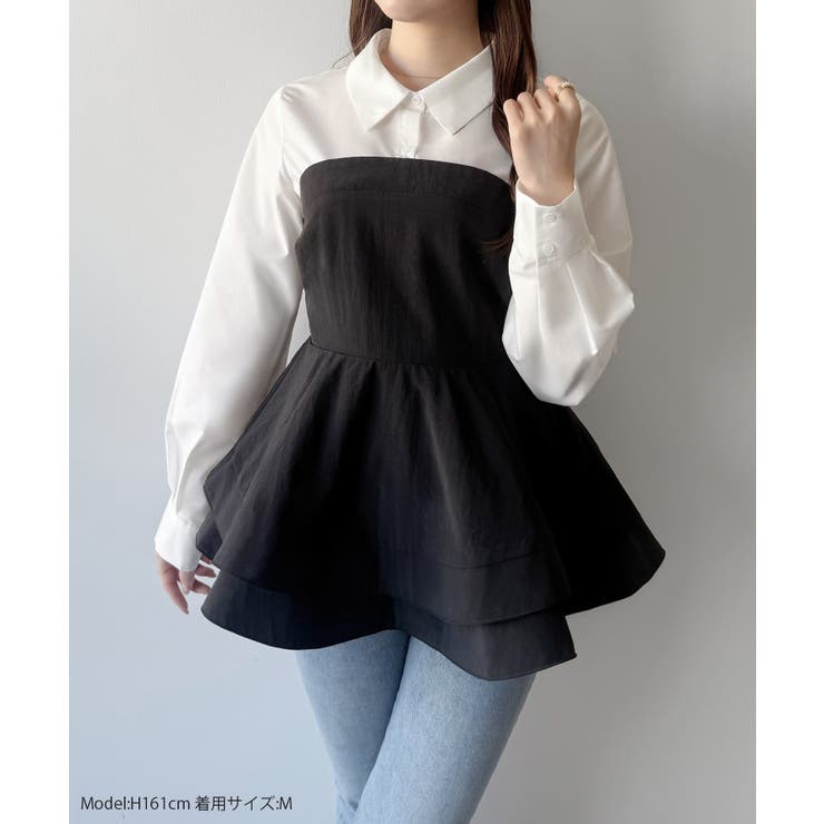 mipiarl  シャツドッキングペプラムビスチェ | JUNOAH | 詳細画像2 