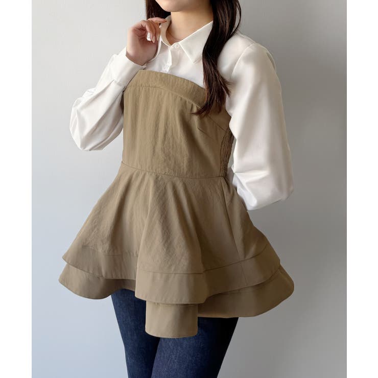 mipiarl  シャツドッキングペプラムビスチェ | JUNOAH | 詳細画像8 