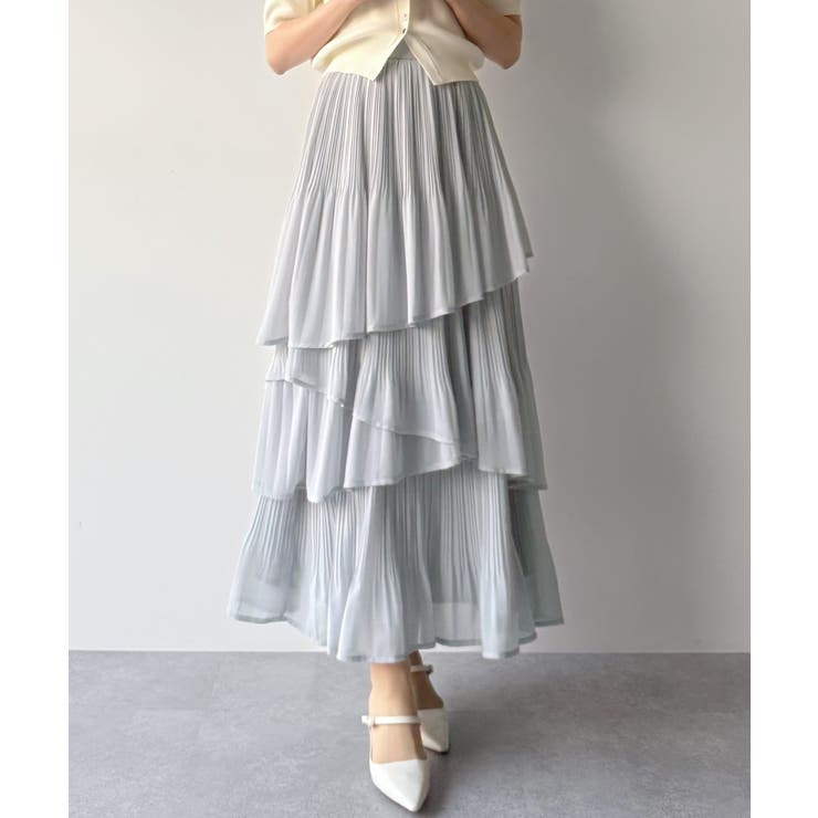 mipiarl  ランダムヘムプリーツティアードスカート | JUNOAH | 詳細画像13 