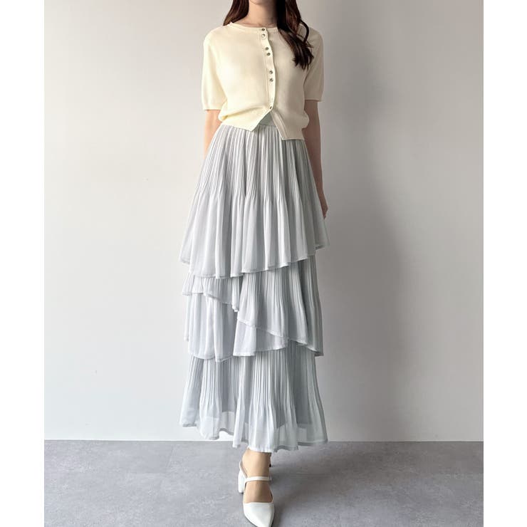 mipiarl  ランダムヘムプリーツティアードスカート | JUNOAH | 詳細画像16 