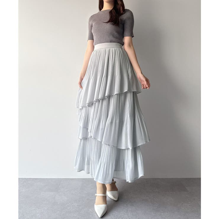 mipiarl  ランダムヘムプリーツティアードスカート | JUNOAH | 詳細画像18 