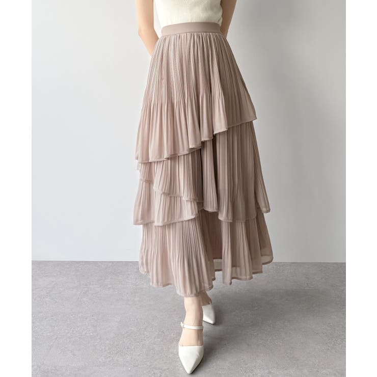 mipiarl  ランダムヘムプリーツティアードスカート | JUNOAH | 詳細画像21 