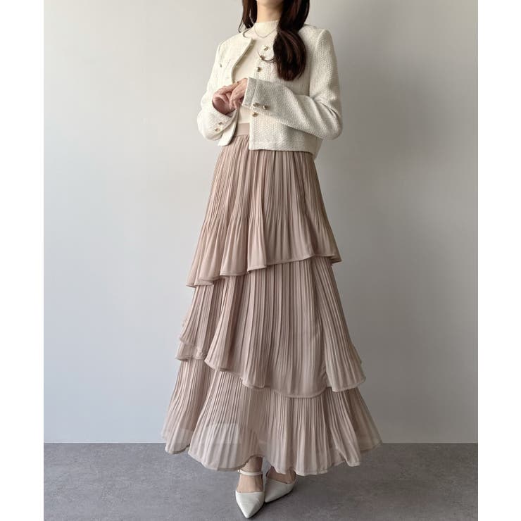 mipiarl  ランダムヘムプリーツティアードスカート | JUNOAH | 詳細画像23 