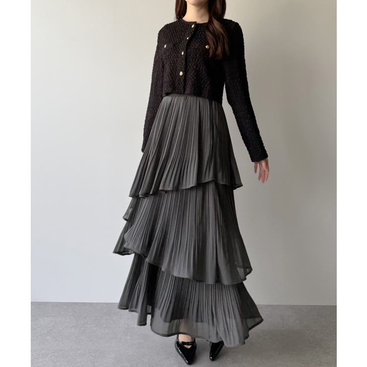 mipiarl  ランダムヘムプリーツティアードスカート | JUNOAH | 詳細画像26 