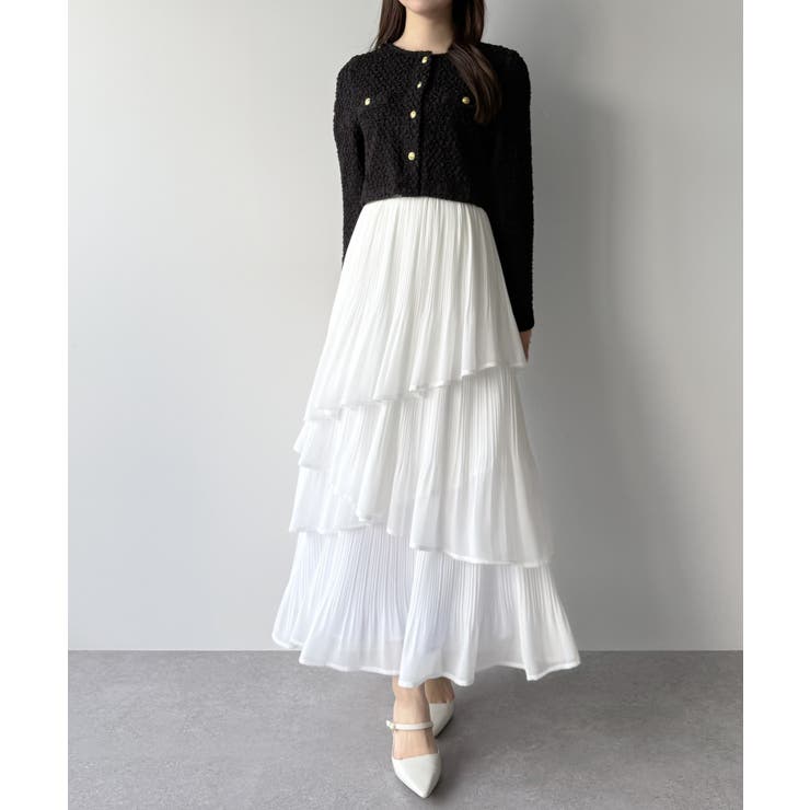 mipiarl  ランダムヘムプリーツティアードスカート | JUNOAH | 詳細画像5 