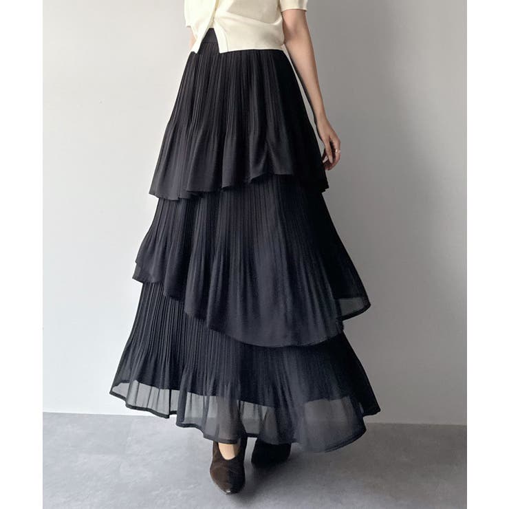 mipiarl  ランダムヘムプリーツティアードスカート | JUNOAH | 詳細画像9 