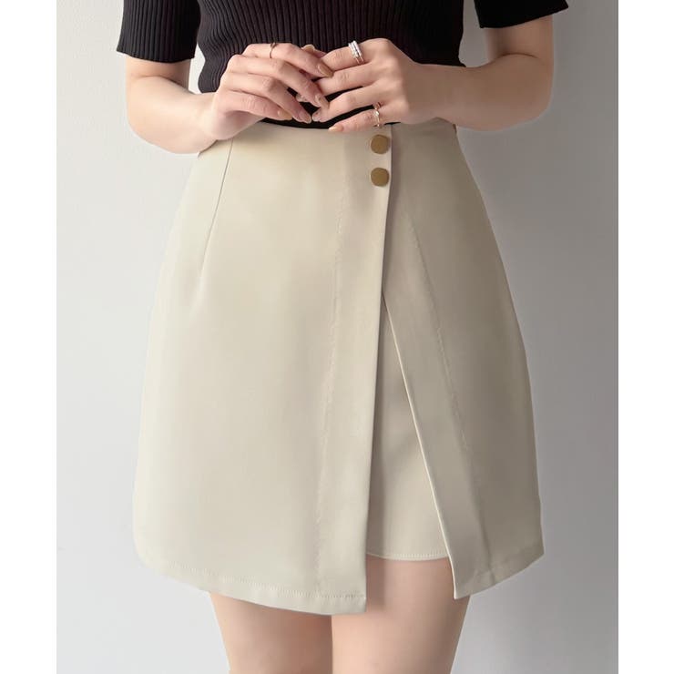 アイボリー | mipiarl  インナーパンツ付きハイウエストレイヤードミニスカート | JUNOAH