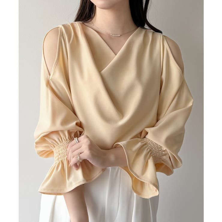 クリーム | mipiarl  キャンディースリーブドレープブラウス | JUNOAH