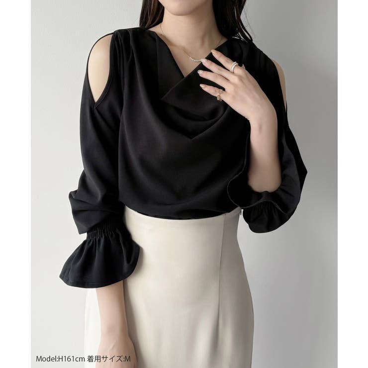 mipiarl  キャンディースリーブドレープブラウス | JUNOAH | 詳細画像2 