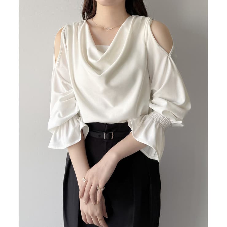 mipiarl  キャンディースリーブドレープブラウス | JUNOAH | 詳細画像4 