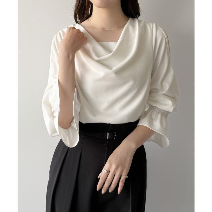 mipiarl  キャンディースリーブドレープブラウス | JUNOAH | 詳細画像5 