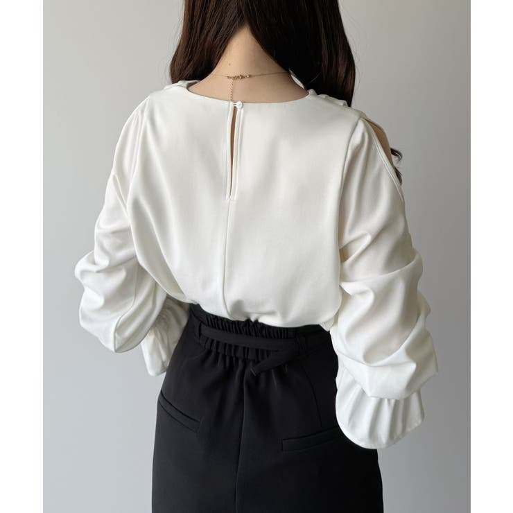 mipiarl  キャンディースリーブドレープブラウス | JUNOAH | 詳細画像7 