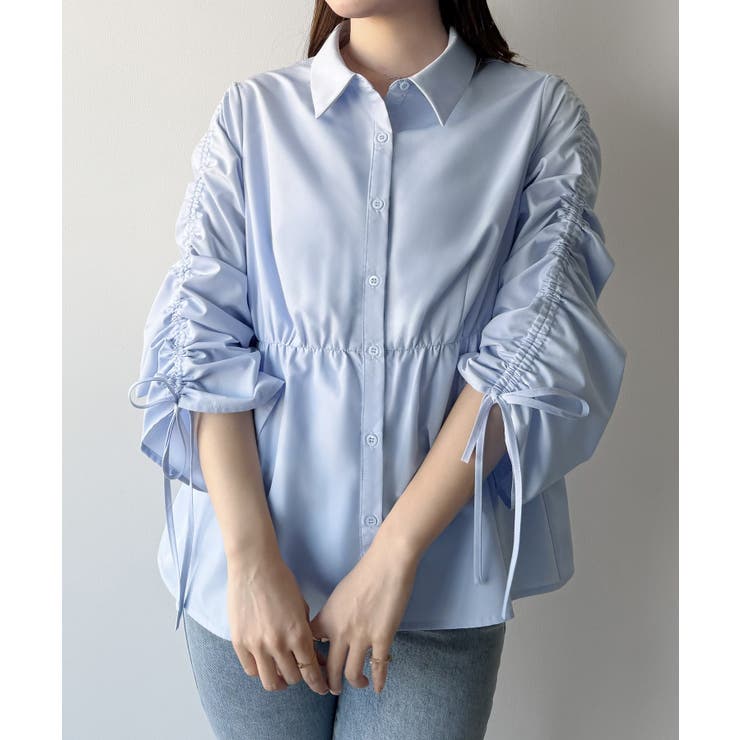 mipiarl  ドロストギャザースリーブシャツチュニック | JUNOAH | 詳細画像10 