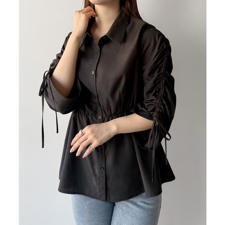 mipiarl  ドロストギャザースリーブシャツチュニック | JUNOAH | 詳細画像5 